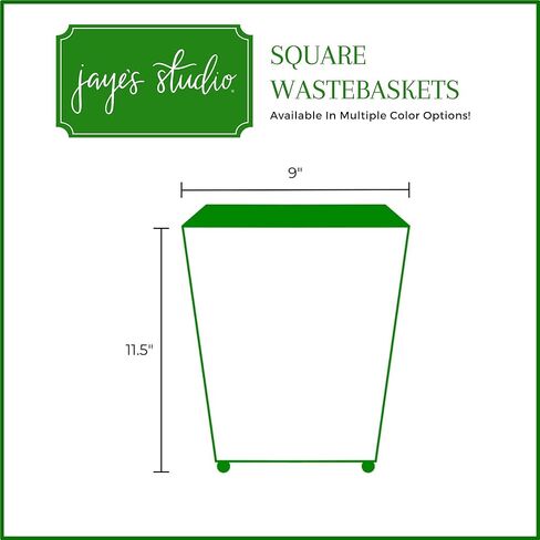 Jaye's Studio Line Line Square Square Wastebasket & Garbage Bin ، صندوق القمامة المعدنية المرسومة باليد لغرفة النوم ، المكتب ، الحمام ، 9 "× 9" × 12 (أبيض ، نحلة ذهبية) in Kuwait