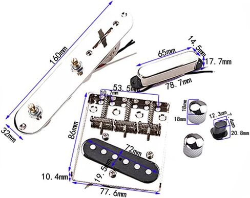 Alnicov Electric Guitar Prewired Threaded Saddle Bridge Plate Loaded Pickups,3-way Switch Control Plate with Tone Volume Knobs,Neck Pickup Set for Telecaster TL Electric Guitar in Saudi Arabia