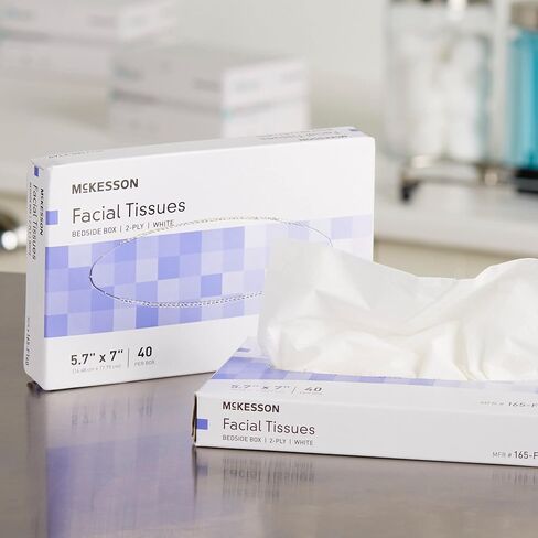 McKesson Facial Tissue ، 2 ply ، White ، 5.7 in × 7 in ، 40 أنسجة ، 1 حزمة in Kuwait