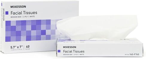 McKesson Facial Tissue ، 2 ply ، White ، 5.7 in × 7 in ، 40 أنسجة ، 1 حزمة in Kuwait