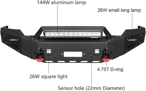 VIJAY Front and Rear Bumper Fits 1994-2002 RAM 2500丨3500 and 1994-2001 Ram 1500 with Winch Plate and Lights in Kuwait