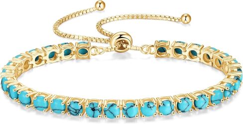 FANCIME Birthstone Bracelet Jewelry for Women Sterling Silver with Gold Plated Tennis Bracelet Classic Bolo Adjustable Chain Fine Jewelry Anniversary Birthday Gifts for Women Mom Wife Her in Saudi Arabia