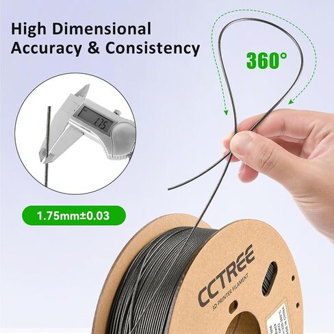 CCTREE PETG Filament 1.75mm, Dimensional Accuracy +/- 0.03mm, 1kg Spool(2.2lbs), Less Stringing Good Layer Adhesion High Toughness 3D Printing Filament, Fit Most 3D Printers, Galaxy Black in Kuwait
