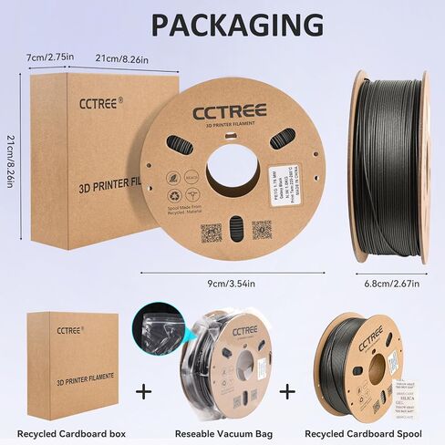 CCTREE PETG Filament 1.75mm, Dimensional Accuracy +/- 0.03mm, 1kg Spool(2.2lbs), Less Stringing Good Layer Adhesion High Toughness 3D Printing Filament, Fit Most 3D Printers, Galaxy Black in Kuwait