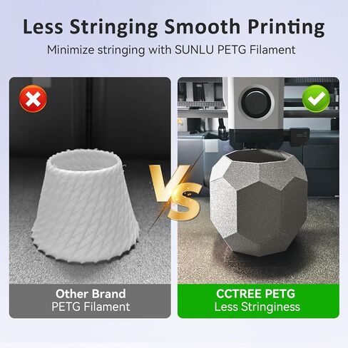 CCTREE PETG Filament 1.75mm, Dimensional Accuracy +/- 0.03mm, 1kg Spool(2.2lbs), Less Stringing Good Layer Adhesion High Toughness 3D Printing Filament, Fit Most 3D Printers, Galaxy Black in Kuwait