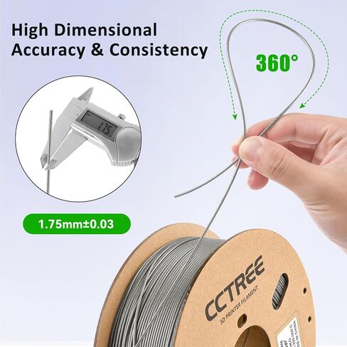 CCTREE PETG Filament 1.75mm, Dimensional Accuracy +/- 0.03mm, 1kg Spool(2.2lbs), Less Stringing Good Layer Adhesion High Toughness 3D Printing Filament, Fit Most 3D Printers, Galaxy Black in Kuwait