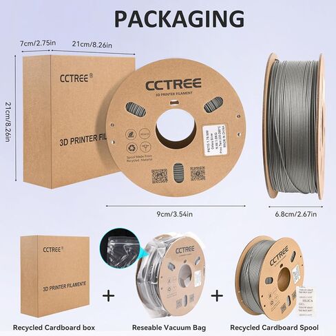 CCTREE PETG Filament 1.75mm, Dimensional Accuracy +/- 0.03mm, 1kg Spool(2.2lbs), Less Stringing Good Layer Adhesion High Toughness 3D Printing Filament, Fit Most 3D Printers, Galaxy Black in Kuwait