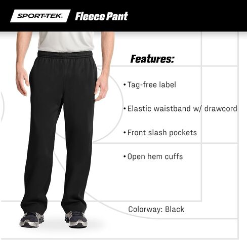 Sport-Tek للجنسين Sport-Wick Fleece Pant | سروال رياضي للرجال والنساء ، سراويل تجريب مع حزام مرن in Saudi Arabia