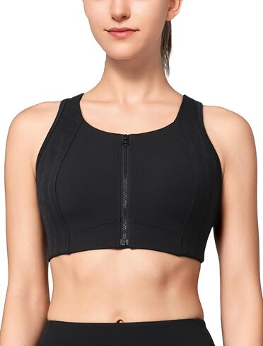 Yvette High Impact Sports Bras for Women Zip Front Racerback Supportive Bras for Large Bust in Saudi Arabia