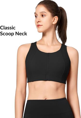 Yvette High Impact Sports Bras for Women Zip Front Racerback Supportive Bras for Large Bust in Saudi Arabia
