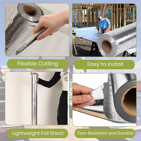 Reflective Insulation Roll - 1000 SqFt roll, 250ft Long 4ft Wide, Premium Aluminum Film, Industrial Strength Insulation for Packing, Freshness Preservation, Radiant Heat Barrier & Moisture Resistance in Saudi Arabia
