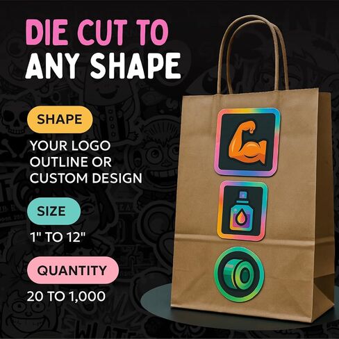 Custom Stickers Bulk | Upload Your Logo | 20-1000 | Sizes 2 inch to 12 inches | Waterproof Sticker Personalized | Decals for Water Bottle Laptop Car Truck Kids Students or Business Logo in Saudi Arabia