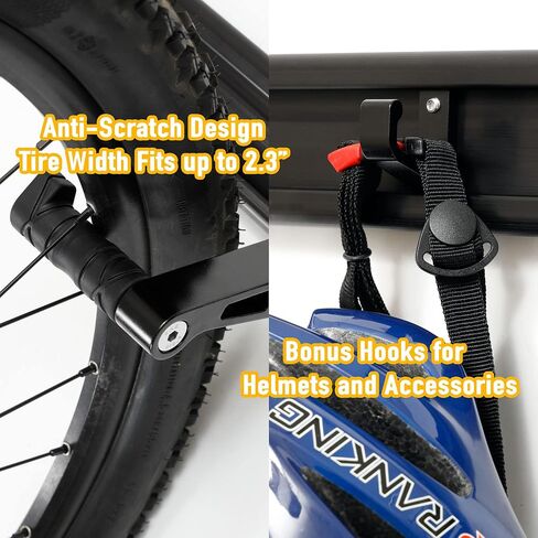CyclingDeal Bike Wall Mount Rack - Adjustable Indoor Outdoor Storage Vertical Cycling Hook Hanger Organiser - Safe & Secure for Storing MTB Road Bicycles in Garage or Home in Saudi Arabia