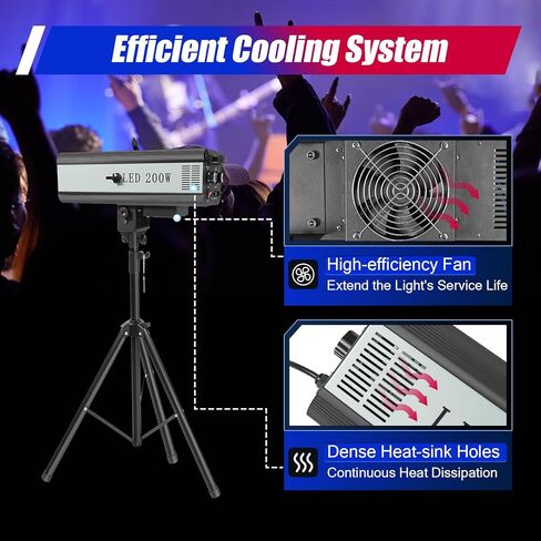 200W LED LED FELL SPOT LIGHT مع موقف ، فتحة متعددة القابلة للتعديل DJ Washlight للحفلات ديسكو أعياد ميلاد أعياد عيد الميلاد عرض بقعة مركزة (200W) in Kuwait