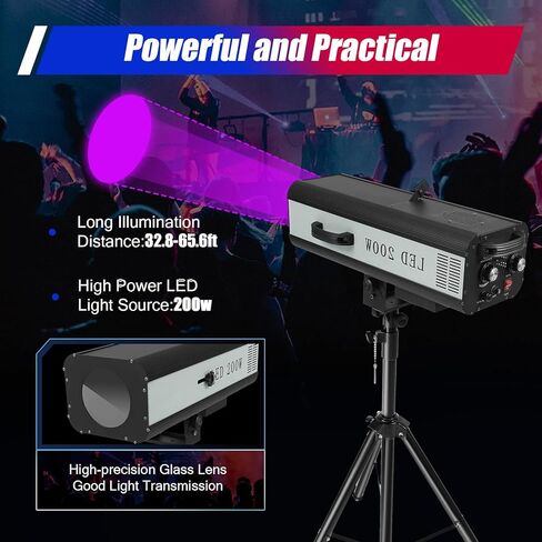 200W LED LED FELL SPOT LIGHT مع موقف ، فتحة متعددة القابلة للتعديل DJ Washlight للحفلات ديسكو أعياد ميلاد أعياد عيد الميلاد عرض بقعة مركزة (200W) in Kuwait