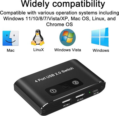 مفتاح USB ، مفتاح USB 3.0 ، جهاز كمبيوتر يشاركان 4 أجهزة ، مفتاح ألومنيوم للماوس ، لوحة المفاتيح ، الطابعة ، الماسحة الضوئية ، محرك أقراص فلاش ، متوافق مع Windows ، Mac ، Linux ، OS in Kuwait