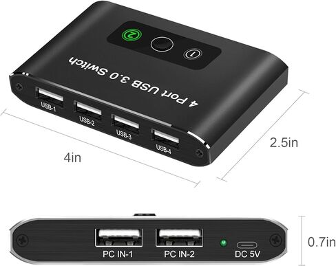مفتاح USB ، مفتاح USB 3.0 ، جهاز كمبيوتر يشاركان 4 أجهزة ، مفتاح ألومنيوم للماوس ، لوحة المفاتيح ، الطابعة ، الماسحة الضوئية ، محرك أقراص فلاش ، متوافق مع Windows ، Mac ، Linux ، OS in Kuwait