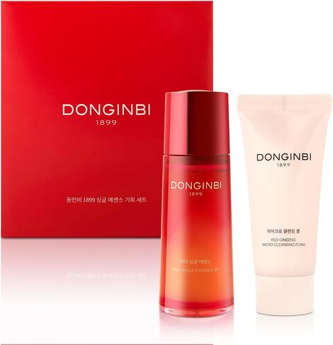 مجموعة خاصة من DONGINBI 1899 Single Essence EX 70ml & Cleansing Foam 50ml - خلاصة الوجه المضادة للشيخوخة مع الجينسنغ الأحمر الكوري للتألق والإصلاح in Saudi Arabia
