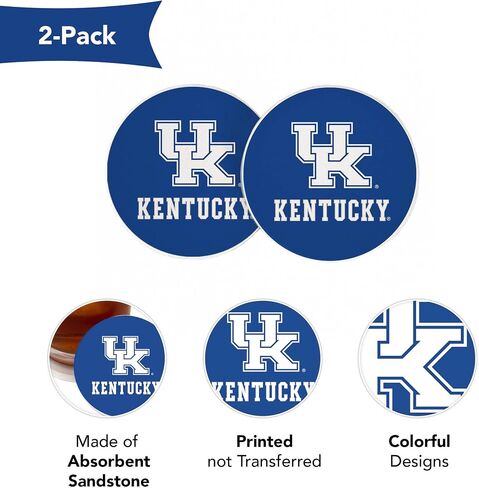 Desert Cactus University of Kentucky Car Accessories UK Wildcats Absorbent Sandstone Cup Coasters Licensed Product Set of 2 (Design A) in Saudi Arabia