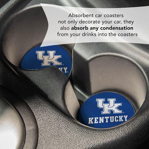 Desert Cactus University of Kentucky Car Accessories UK Wildcats Absorbent Sandstone Cup Coasters Licensed Product Set of 2 (Design A) in Saudi Arabia