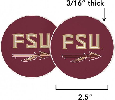 صحراء الصبار في ولاية فلوريدا ، إكسسوارات السيارات ، FSU Seminoles Absorbonbent Custer Custer Coasters مجموعة منتجات مرخصة من 2 (التصميم أ) in Saudi Arabia