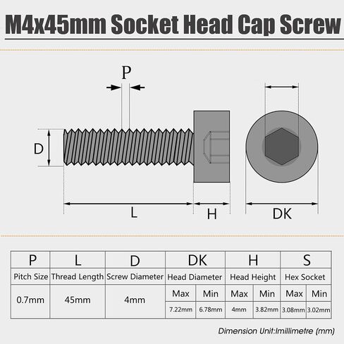 مسامير غطاء رأس M4 Socket ، مسامير M4 × 45 مم ، M4-0.7 × 45 ملم المسمار والترباس ، 304 من الفولاذ المقاوم للصدأ 18-8 ، المسمار آلة المقبس السداسي ، محرك سداسي ألن ، إنهاء مشرق ، مؤشر ترابط كامل ، unc ، 30pcs (M4x45-30) in Kuwait