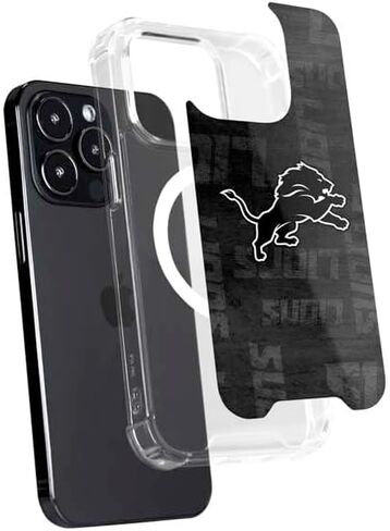 Skinit Phone Case Compatible with MagSafe iPhone 15 Pro - Officially Licensed NFL Detroit Lions Black & White Design in Saudi Arabia