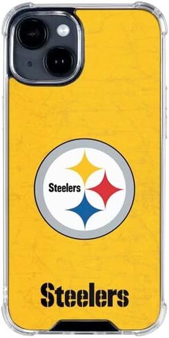 Skinit Clear Phone Case Compatible with iPhone 15 - Officially Licensed NFL Pittsburgh Steelers - Alternate Distressed Design in Saudi Arabia