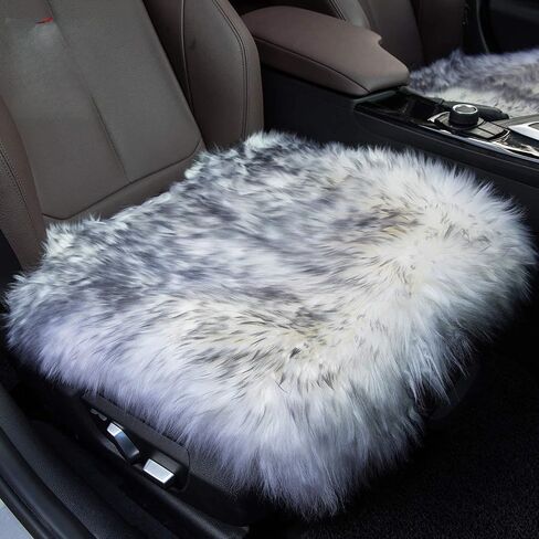 Premium Wholehide Sheepskin Cover, Ultra-Soft Natural Long Wool, 18x18 Inches Size, Ideal for Car Seats, Home Chairs, Office Desks & More Front Charcoal Grey in Kuwait