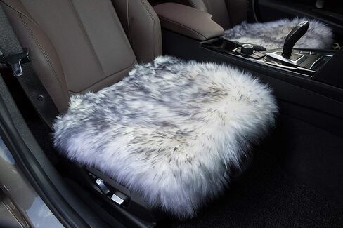 Premium Wholehide Sheepskin Cover, Ultra-Soft Natural Long Wool, 18x18 Inches Size, Ideal for Car Seats, Home Chairs, Office Desks & More Front Charcoal Grey in Kuwait