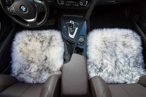Premium Wholehide Sheepskin Cover, Ultra-Soft Natural Long Wool, 18x18 Inches Size, Ideal for Car Seats, Home Chairs, Office Desks & More Front Charcoal Grey in Kuwait