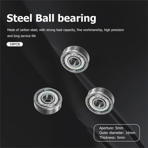 10pcs Silent Small Bearing 5x16x5mm 625ZZ Pulley Wheel Bearing Deep Groove Mini Ball Bearing Carbon Steel for Skateboard Scooter(10PCS_16MM) in Saudi Arabia
