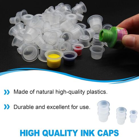 EMALLA 3Pcs Black Tattoo Cups Holder with 300Pcs Tattoo Ink Caps 100 Small 100 Medium 100 Large Tattoo Ink Caps Tattoo Ink Container Tattoo Kit Tattoo Supply in Saudi Arabia