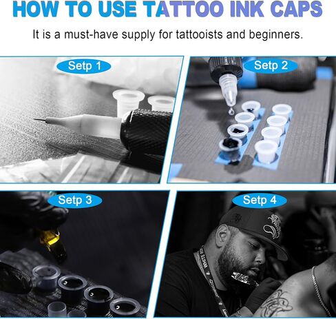 EMALLA 3Pcs Black Tattoo Cups Holder with 300Pcs Tattoo Ink Caps 100 Small 100 Medium 100 Large Tattoo Ink Caps Tattoo Ink Container Tattoo Kit Tattoo Supply in Saudi Arabia