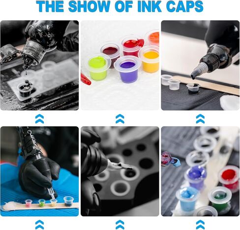 EMALLA 3Pcs Black Tattoo Cups Holder with 300Pcs Tattoo Ink Caps 100 Small 100 Medium 100 Large Tattoo Ink Caps Tattoo Ink Container Tattoo Kit Tattoo Supply in Saudi Arabia