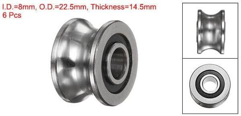 #us 6pcs SG22 U Groove Track Guide Bearing 8x22.5x14.5mm U Groove Roller Wheel in Saudi Arabia