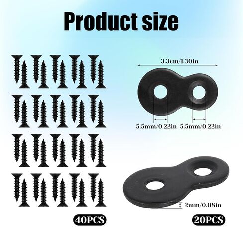 20 PCS Figure 8 Fortener ، Heavy Duty Table Top Hackers with 40 procks ، ومقاطع سطح المكتب لأسفلات الخشب ، وقوس موصل الأجهزة الآمن للمكتب والأثاث والمشاريع DIY (أسود) in Saudi Arabia