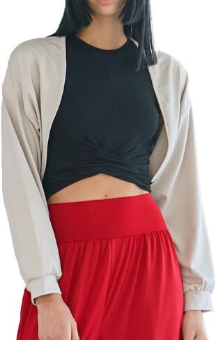 Deviwear Pilates Bolero Cardigan Open Front Active Long Sleeve Yoga تمرين اقتصاص Top Devi-O0016 in Kuwait