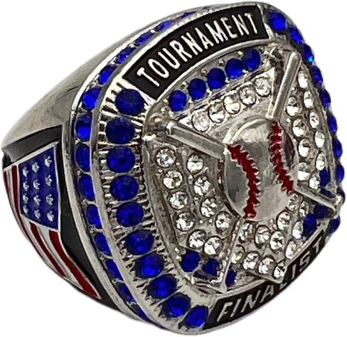 خاتم Right Rings Rings Home Plate Ring-Silver Body ، Blue Stone-Bremium Softball Baseball Ring/Player/Team Awards/Tournament Ring 1-5 in Kuwait