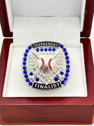 خاتم Right Rings Rings Home Plate Ring-Silver Body ، Blue Stone-Bremium Softball Baseball Ring/Player/Team Awards/Tournament Ring 1-5 in Kuwait