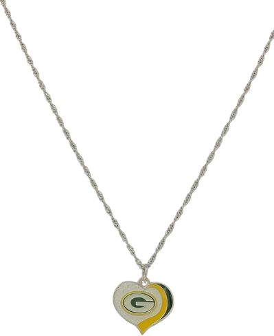 Pro Specialties Group NFL Green Bay Packers Swirl Heart Pendant Necklace Silver, One Size, Team Colors in Saudi Arabia