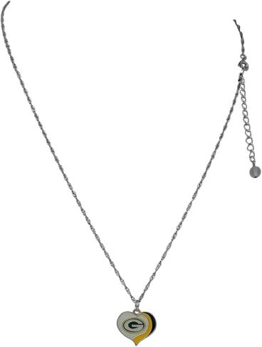 Pro Specialties Group NFL Green Bay Packers Swirl Heart Pendant Necklace Silver, One Size, Team Colors in Saudi Arabia