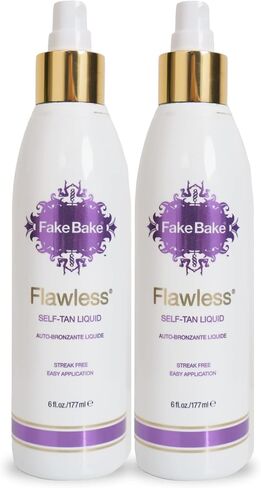 Fake Bake Flawless Darker Self-Tanning Liquid Streak-Free, Long-Lasting Natural Glow For All Skin Tones - Sunless Tanner Includes Professional Application Mitt, Black Coconut Scent - 6 oz (Pack of 2) in Saudi Arabia