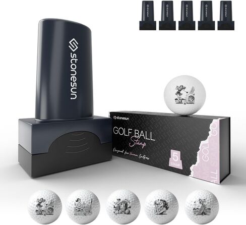 stonesun Golf Ball Stamp Set for Woman - 5 Different Designs in 1 Box - Self-Inking Golf Ball Stamp - Fast-Drying, Waterproof Golf Ball Marker Stamp - Golf Accessories for Women - Golfer Gifts - in Saudi Arabia