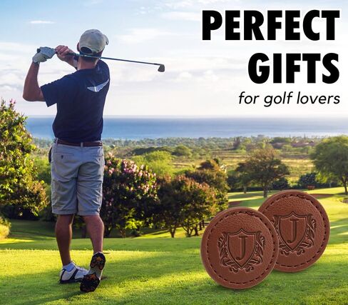Golf Ball Markers (Tan, Set of 2) - Golf Gifts for Men - Golf Accessories Leather Golf Markers in Saudi Arabia
