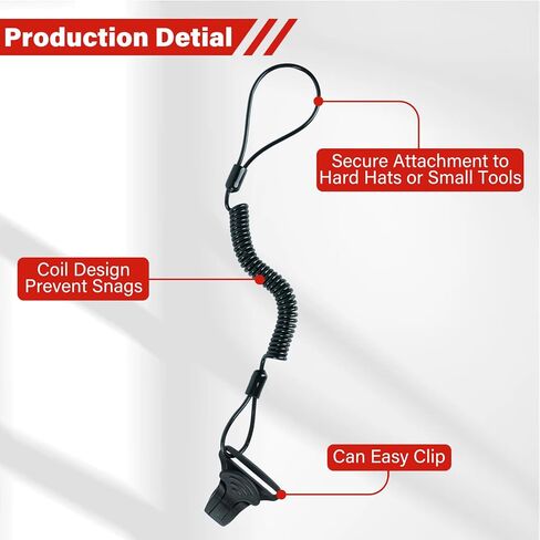 MELOTOUGH Coiled Lanyard,Hard Hat Lanyard with Clamp End,No Snag Design for to Hard Hat, Tools,Small Valuables,Weight Capacity 2lbs(Lime),3Pcs in Saudi Arabia