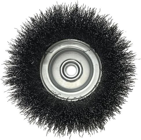 6-Inch x 5/8-Inch-11 Arbor, Carbon Steel Crimped Wire Cup Brush - 0.012-Inch Coarse Corrosion, Rust, Paint, Spatter and Scale Remove Removal RED OR Blue Color in Saudi Arabia