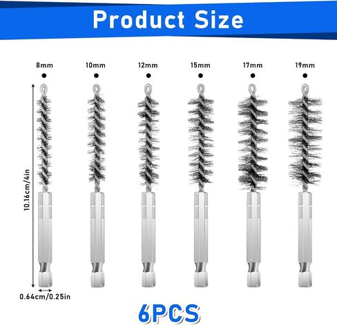 6 PCS فرشاة تجويف الفولاذ المقاوم للصدأ مع 1/4 بوصة سداسي سداسي سداسي الأسلحة بأحجام مختلفة تنظيف الأسلاك الملتوية (8 10 12 15 17 19MM) لتنظيف الصدأ والأنبوب لبرنامج تشغيل تأثير الطاقة in Saudi Arabia