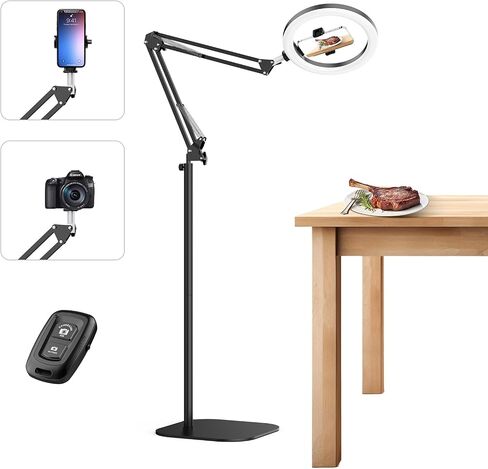10 "حبل الهاتف العلوي مع ضوء الحلقة ، 360 درجة ضوء الدائرة - CRI> 95 و 70" قابلة للتعديل ، رنين الكاميرا ترايبود الضوء للتصوير الفوتوغرافي ، البث المباشر ، الطهي وإنشاء المحتوى in Saudi Arabia