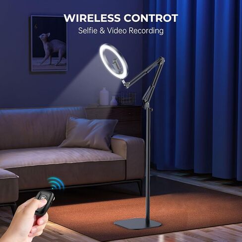 10 "حبل الهاتف العلوي مع ضوء الحلقة ، 360 درجة ضوء الدائرة - CRI> 95 و 70" قابلة للتعديل ، رنين الكاميرا ترايبود الضوء للتصوير الفوتوغرافي ، البث المباشر ، الطهي وإنشاء المحتوى in Saudi Arabia